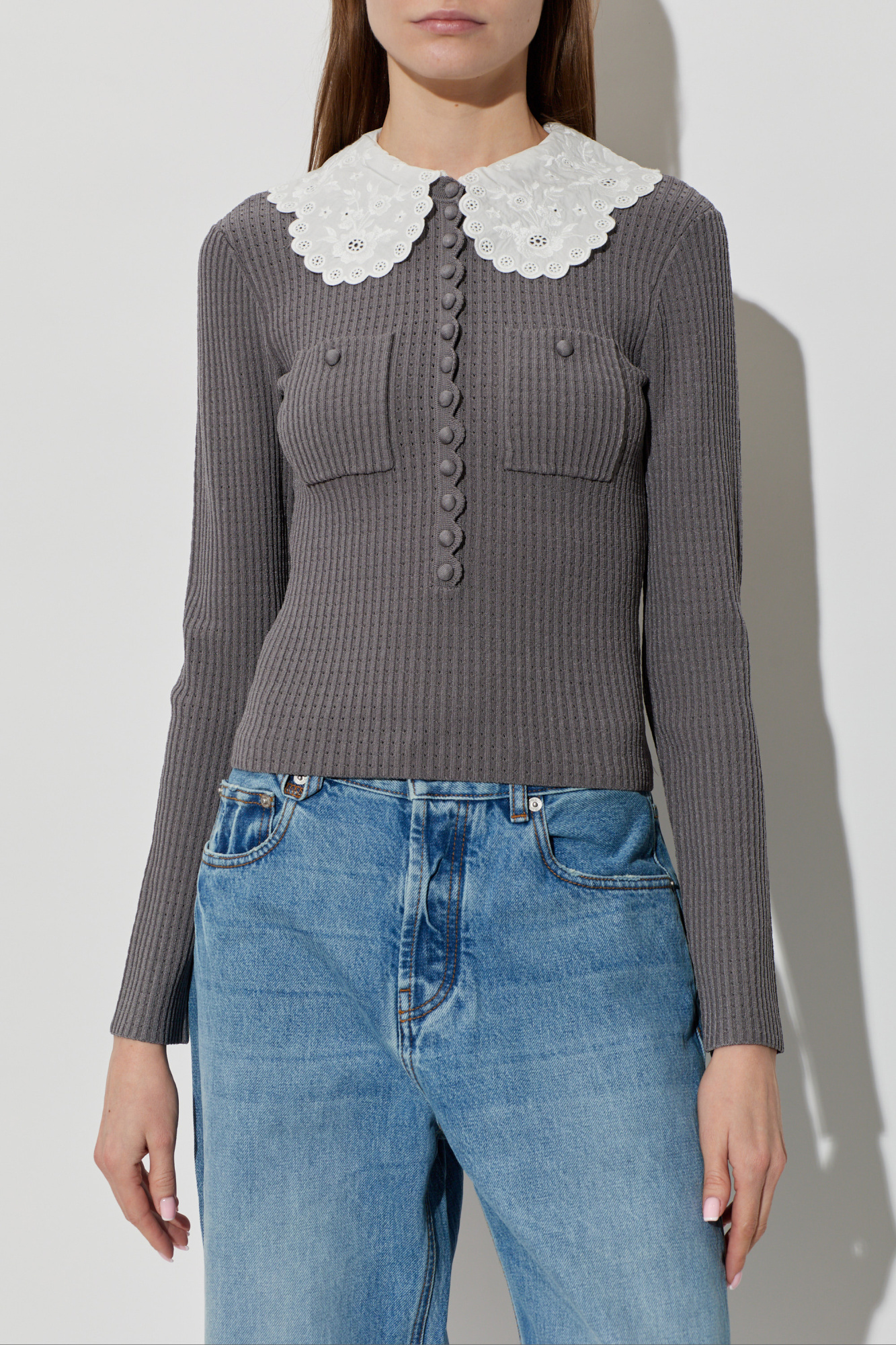 self portrait tops♡ SELF-PORTRAIT Twist-front cutout crystal-embellished stretch-mesh